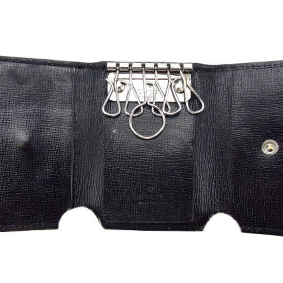 Gucci Key holder Key case G logos Black Silver Mens Authentic Used Y4760